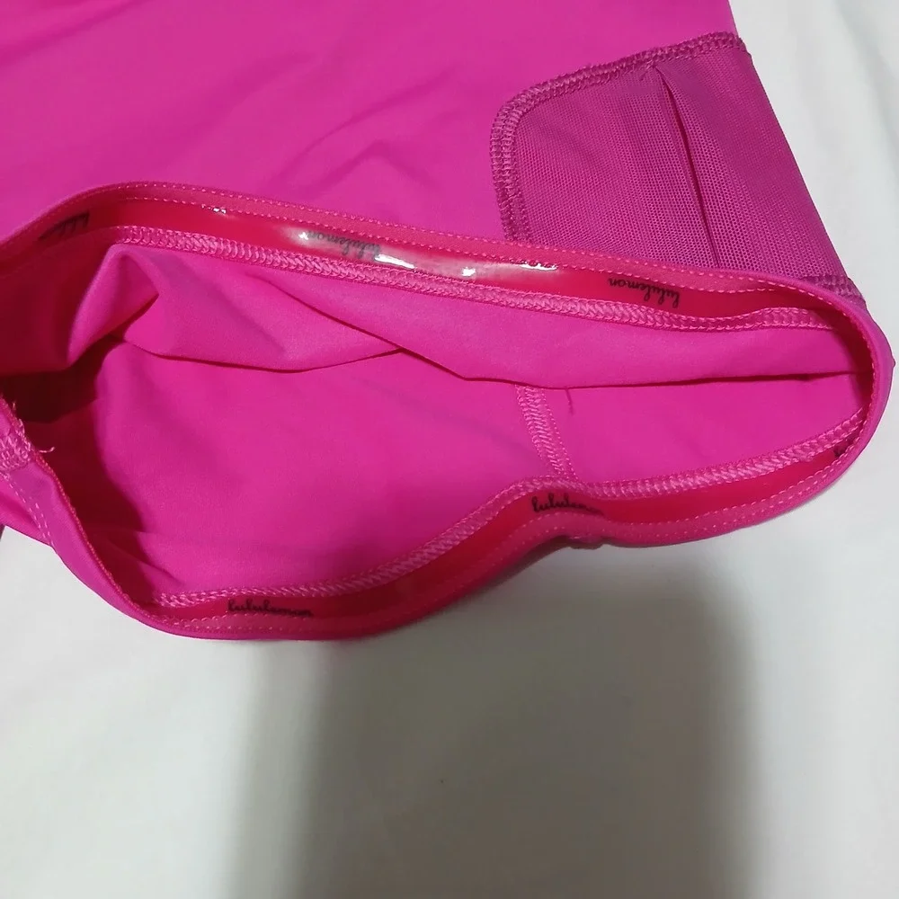 Lululemon‎ Pace Setter Skirt Pink Striped Waist Pleated Back Tennis Skort Size 8
